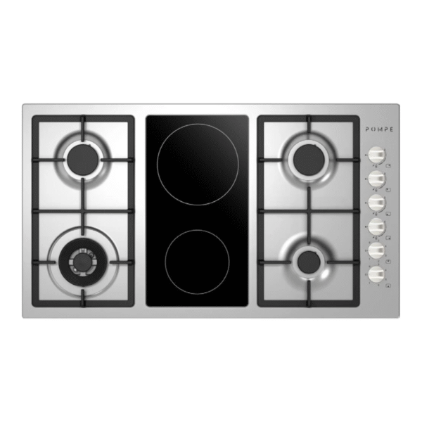 سطح بومبي بلت ان غاز 90 سم 4 شعلة + 2 عین كھرباء زجاج سیرامیك أسود بومبي P90GVC