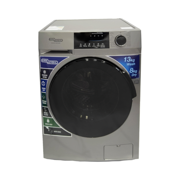 غسالة سوبر جنرال تحميل امامي 13 كجم مع سخان مدمج 15 برنامج KSGWD13800CMB